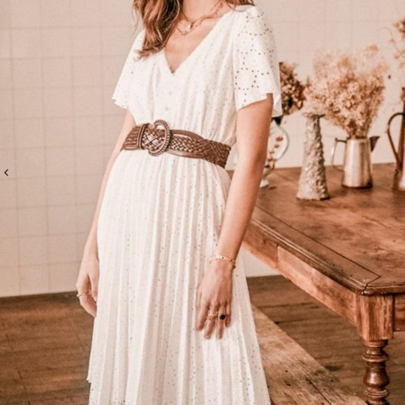 Sezane White Eyelet Isidore Dress Like New